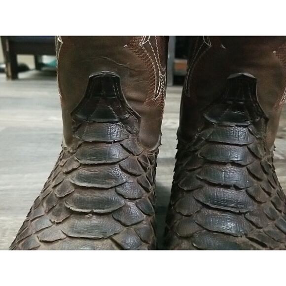 Mens Genuine Python Quality Handcrafted Western Brown Longhorn Boots Size 7 main image 6